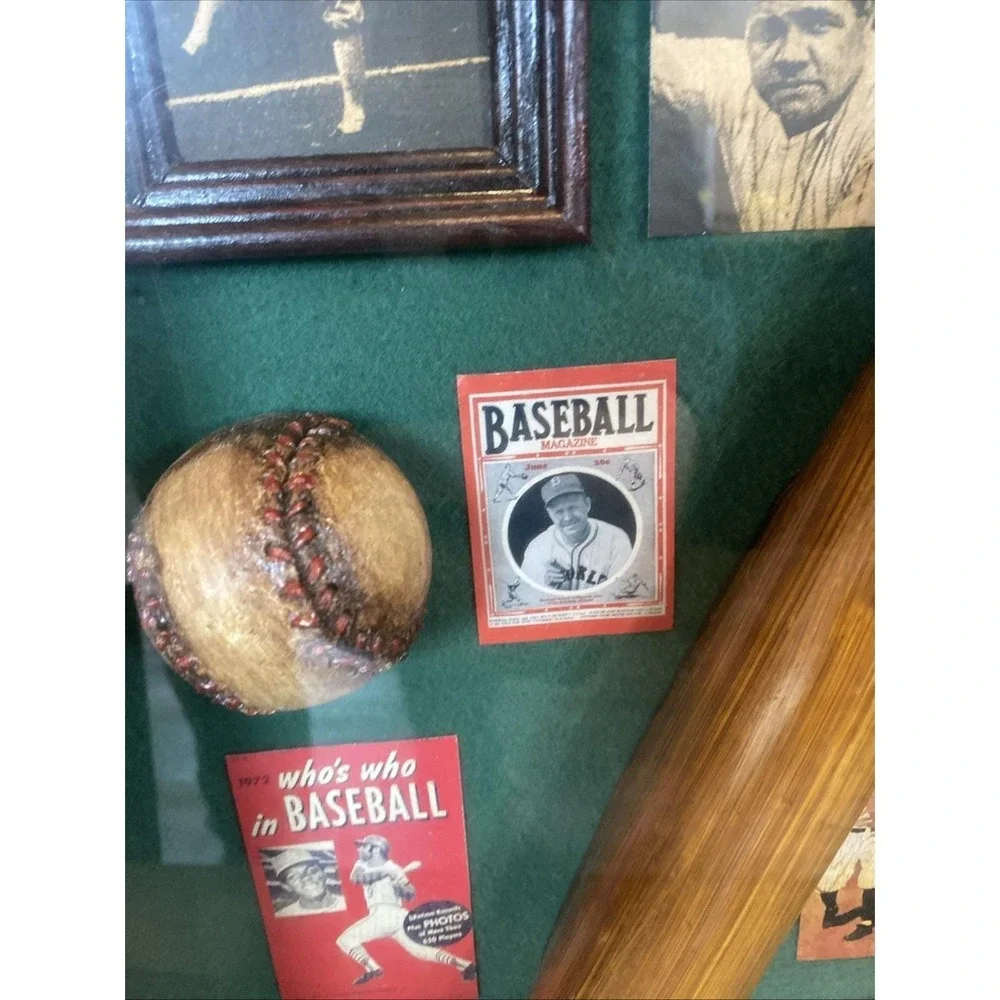 Vintage Baseball Shadow Box Framed Collectible‎ 20 3/4 X 13 1/2 inches